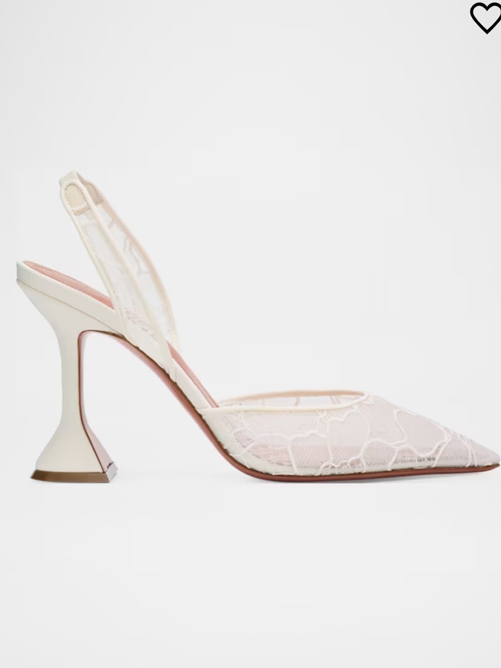 Amina Muaddi White Lace Slingback Pumps